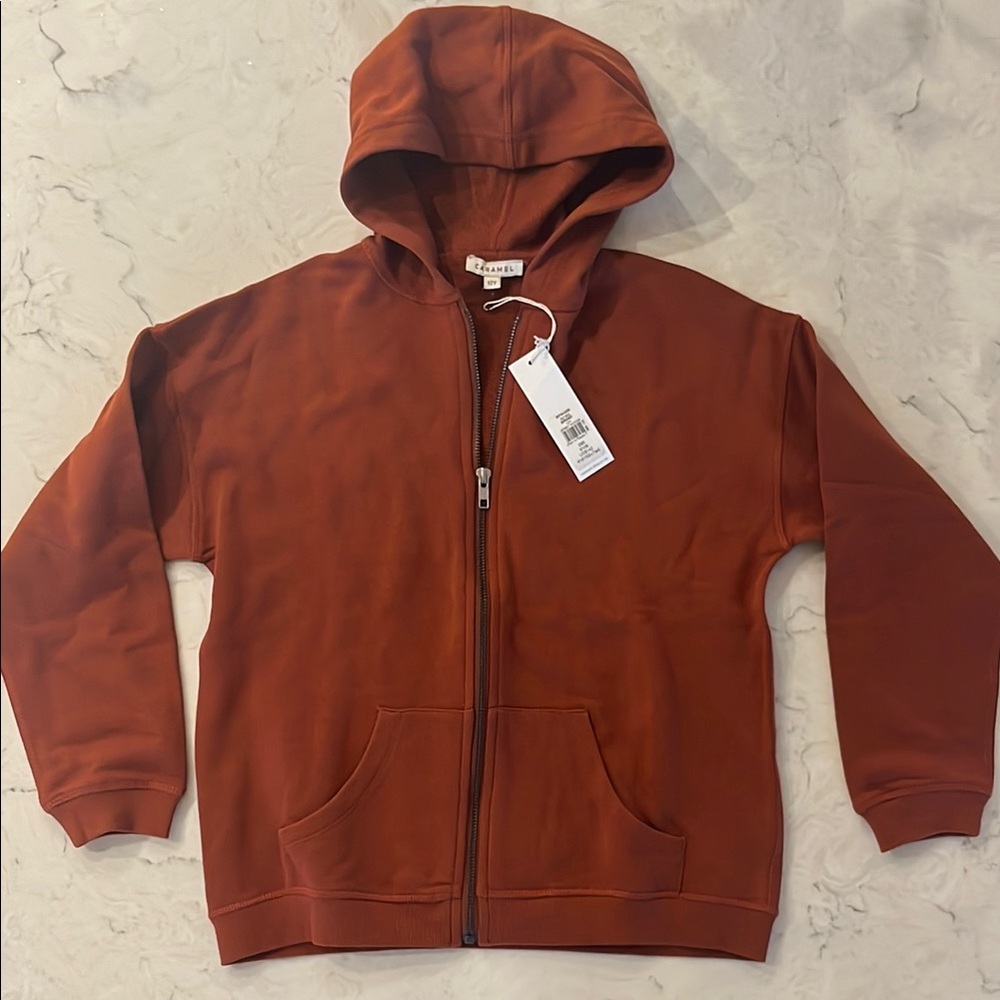 NWT Caramel Rust Brown Zip-Up Hoodie
